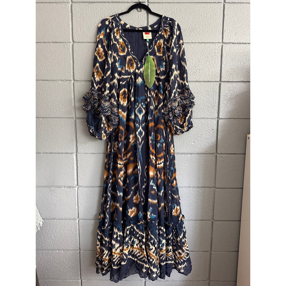 NWT Farm Rio Pineapple Ikat-Inspired Maxi Dress size M - Picture 2 of 4